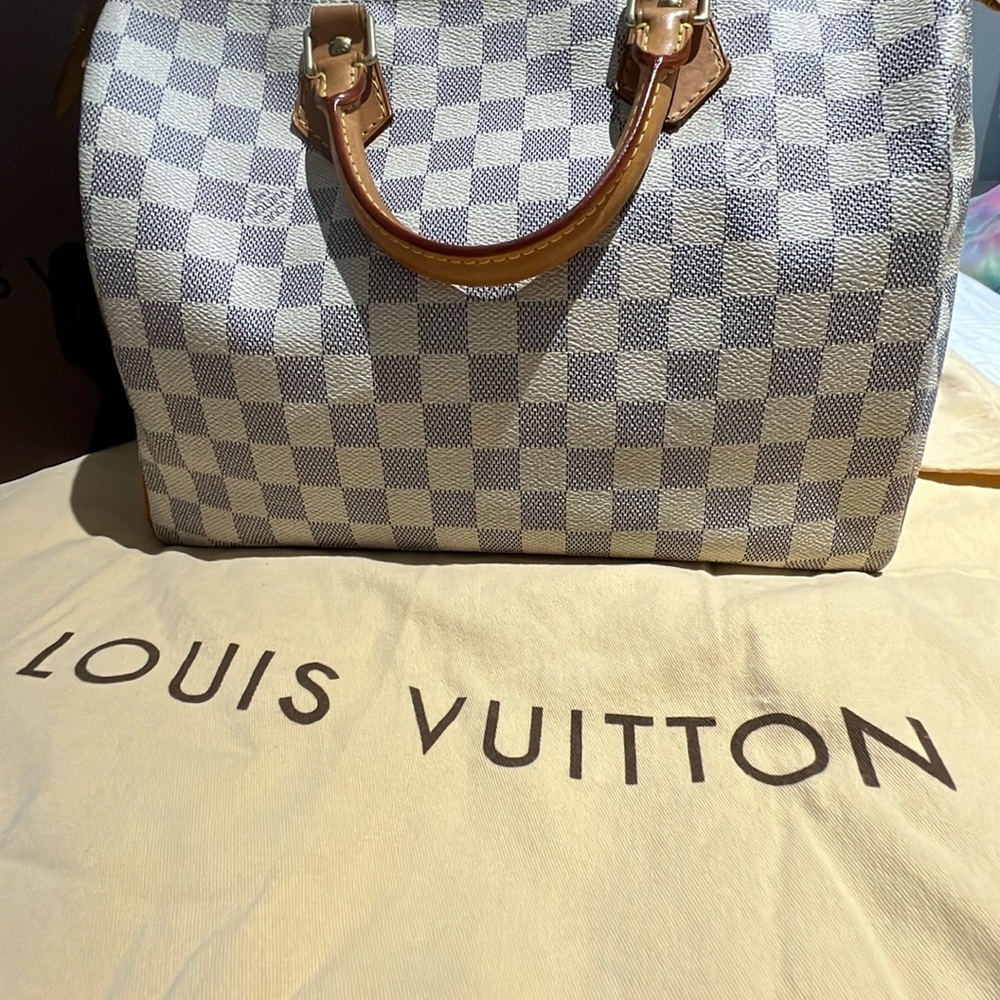 Louis Vuitton Checkered Bag with Tan Handles